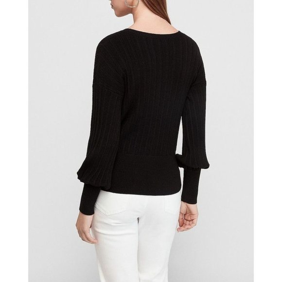 Express Ribbed Blouson Sleeve Sweater M - Picture 2 of 5